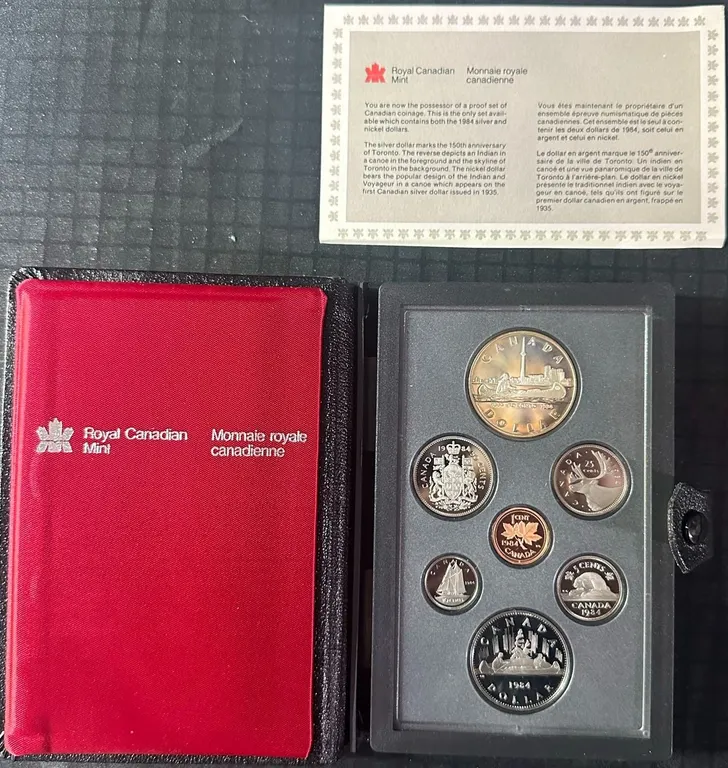 1984 Royal Canadian Mint Proof Coin Set with Case and Certificate