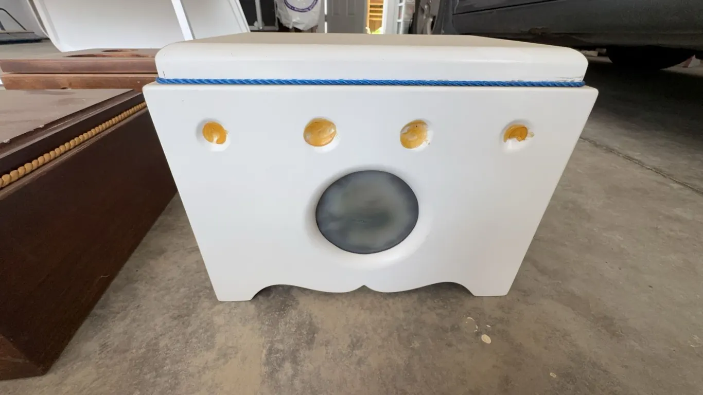 White wooden urn
