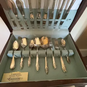 Community Silverplate Flatware Set in Wooden Case