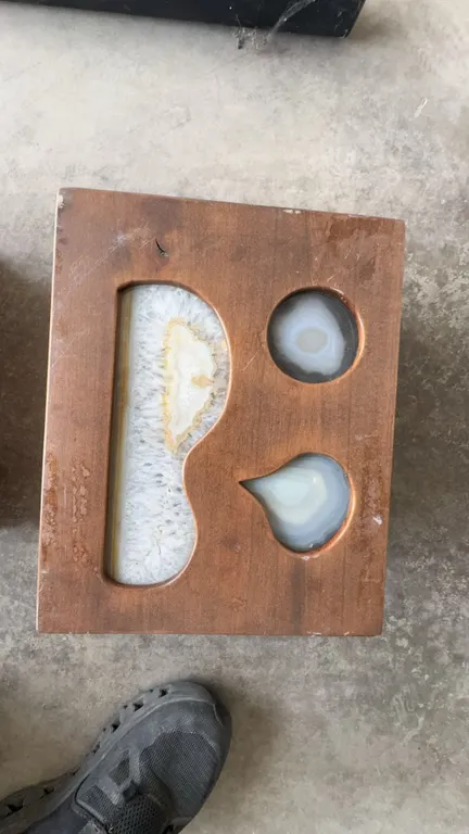 Wooden Decorative urn With Agate and Quartz Inlays