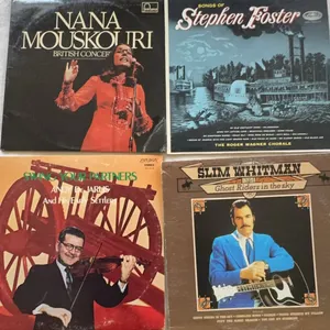 4 Vinyl Records: Nana Mouskouri, Stephen Foster, Slim Whitman, Sutton Pariners