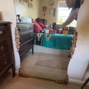 Large Ornate Wall Mirror with Decorative Gold Frame