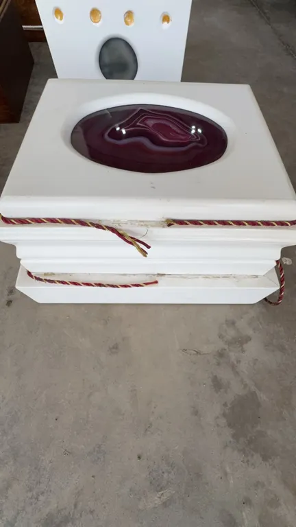 white painted wooden ,urn