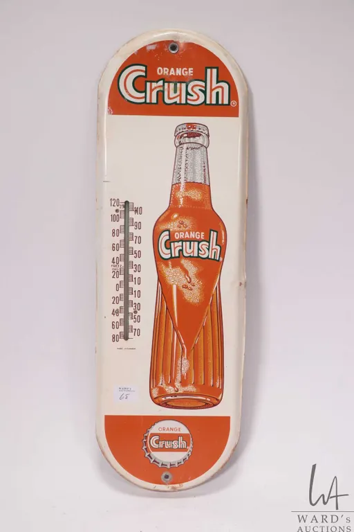 Vintage Orange Crush 19" X 6" temperature gauge