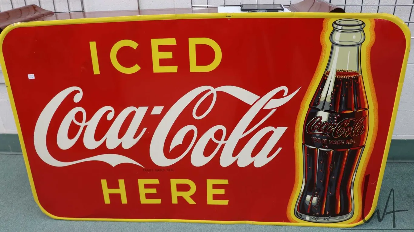 Large Vintage metal and porcelain "Coca-Cola" dated 1951, 35" tall x 59-1/2" wide