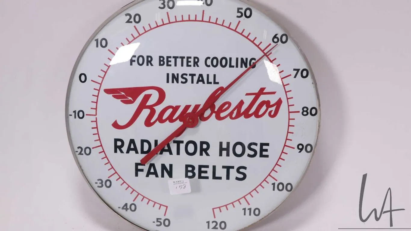 Vintage Raybestos Radiator Fan Belts 12" diameter temperature gauge