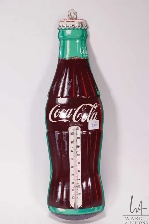 Vintage metal and porcelain "Coca-Cola" wall mount thermometer, 17" tall by 5" wide