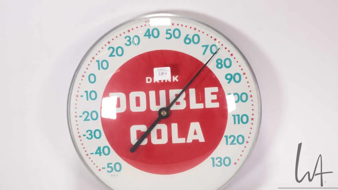 Vintage "Double Cola" 12" round wall mount thermometer