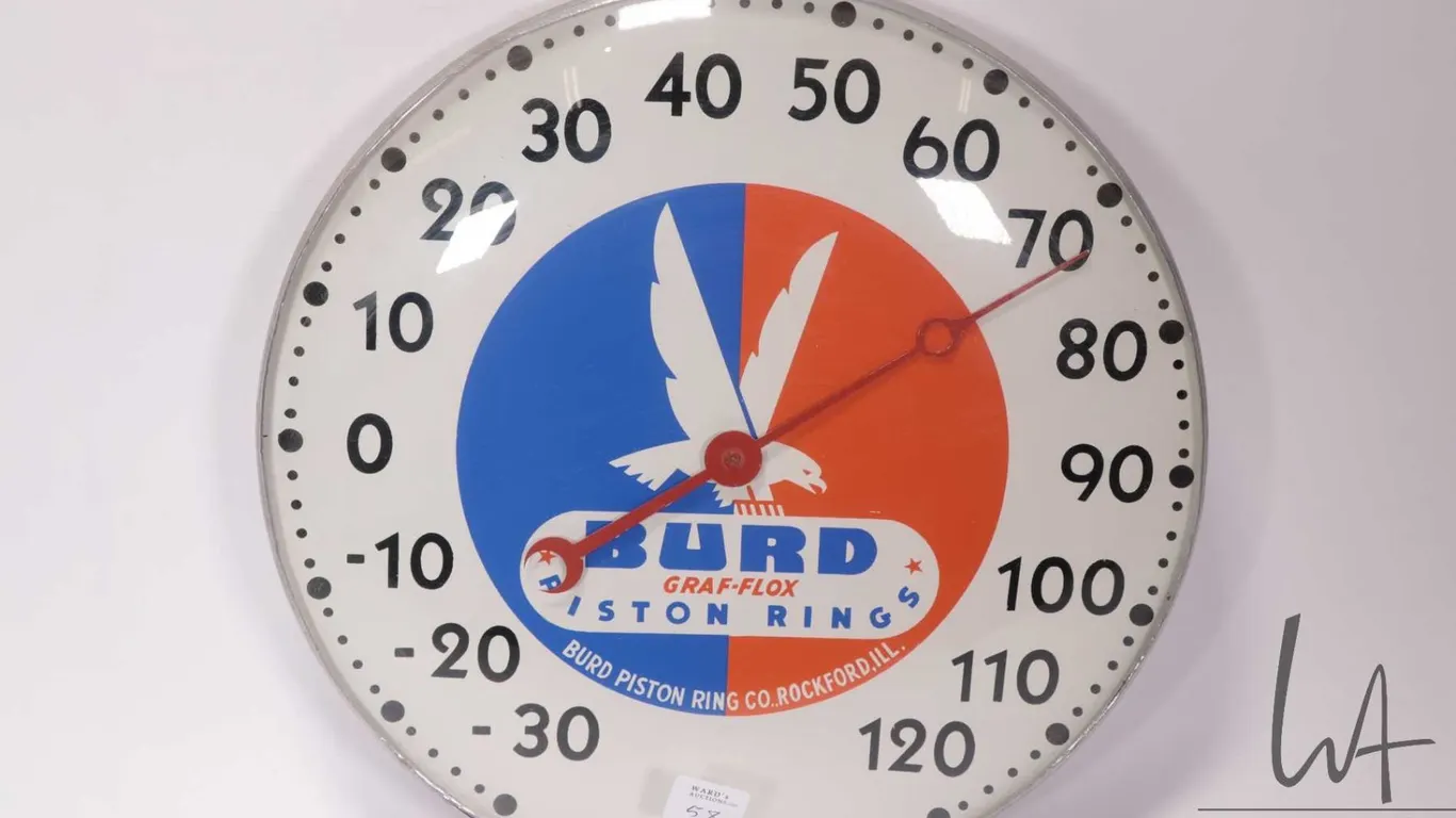 Vintage Burd Graf-Flox Piston Rings 12" diameter temperature gauge