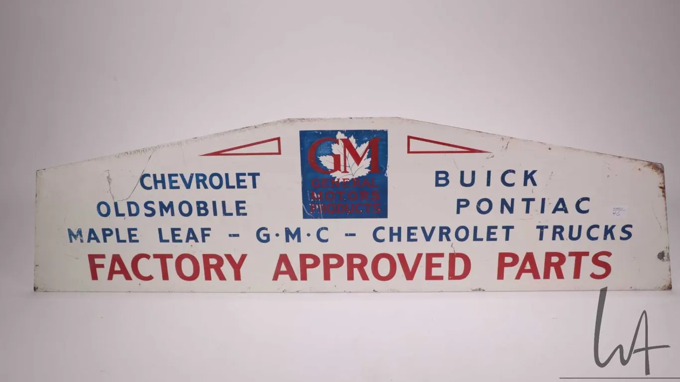 Vintage metal and porcelain GMC dealership sign 36" W X 10" H