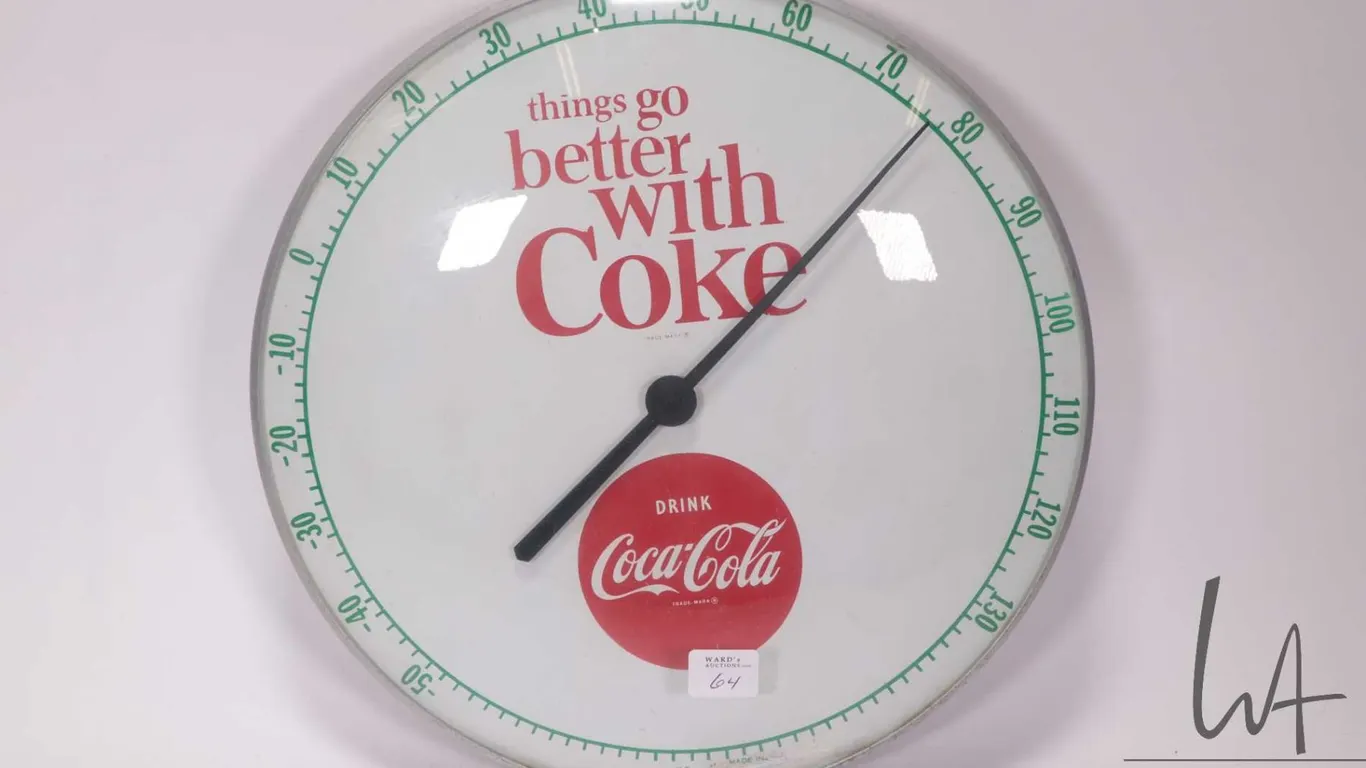 Vintage Coca-Cola 12" diameter temperature gauge