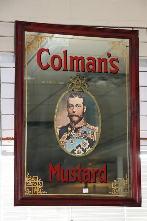 Vintage/ antique Colman's Mustard framed mirror 34 1/2" X 25"