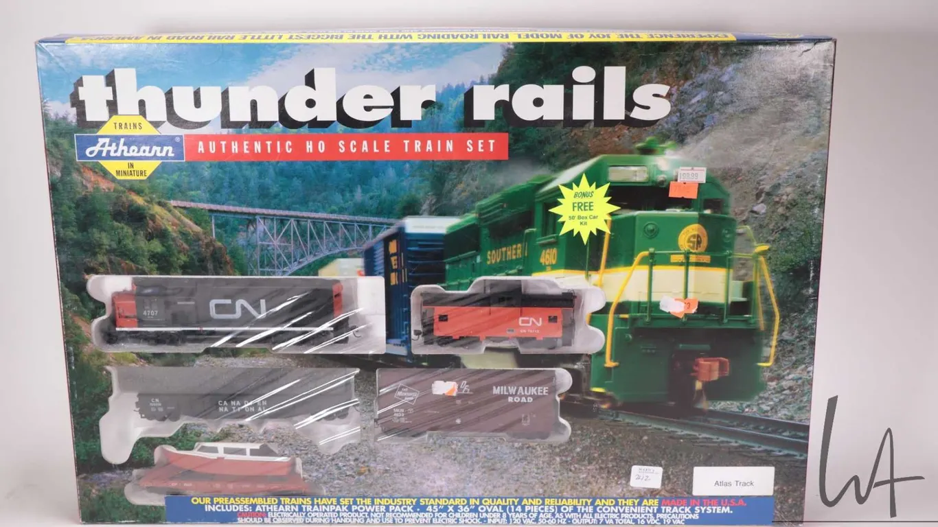 Athearn Trains in Miniature Thunder Rails HO gauge train set with track, opened box, possibly missin