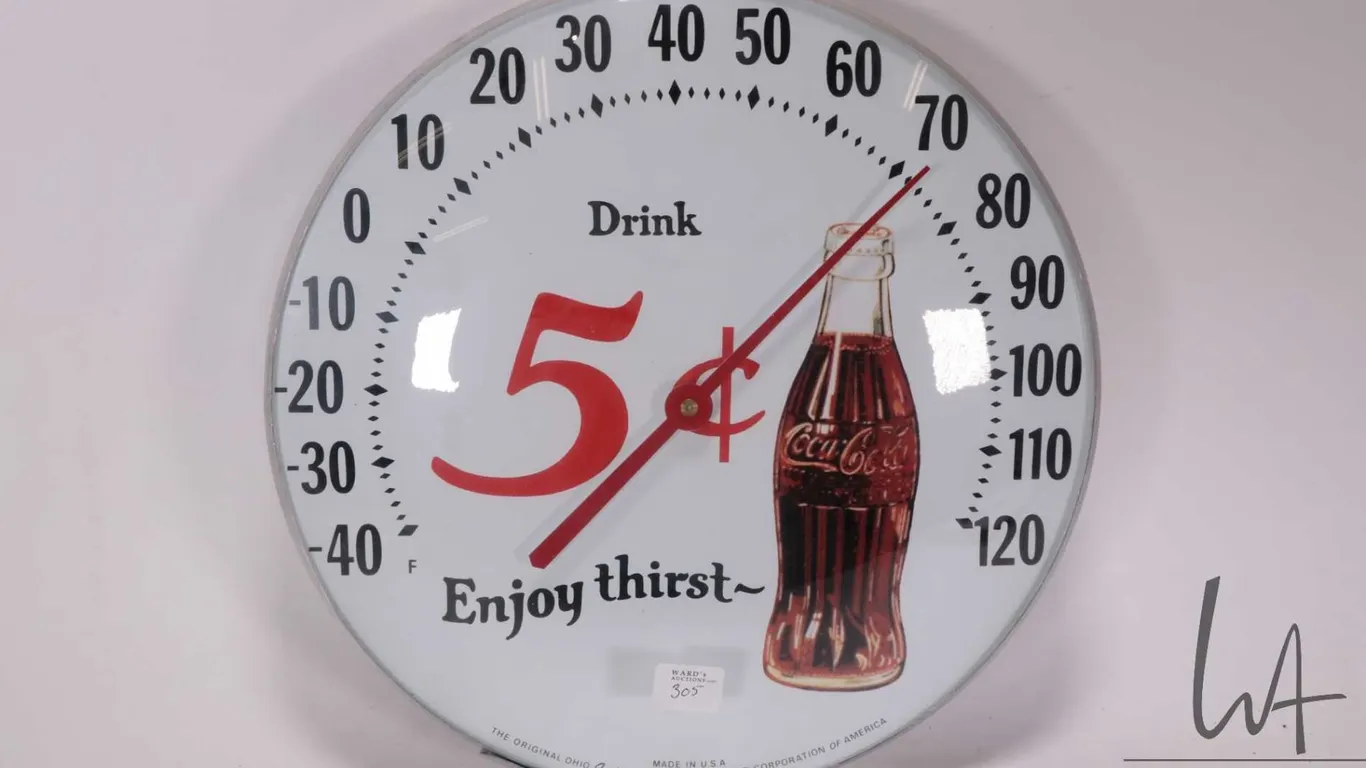 Vintage "Coca-Cola" 12" round wall mount thermometer