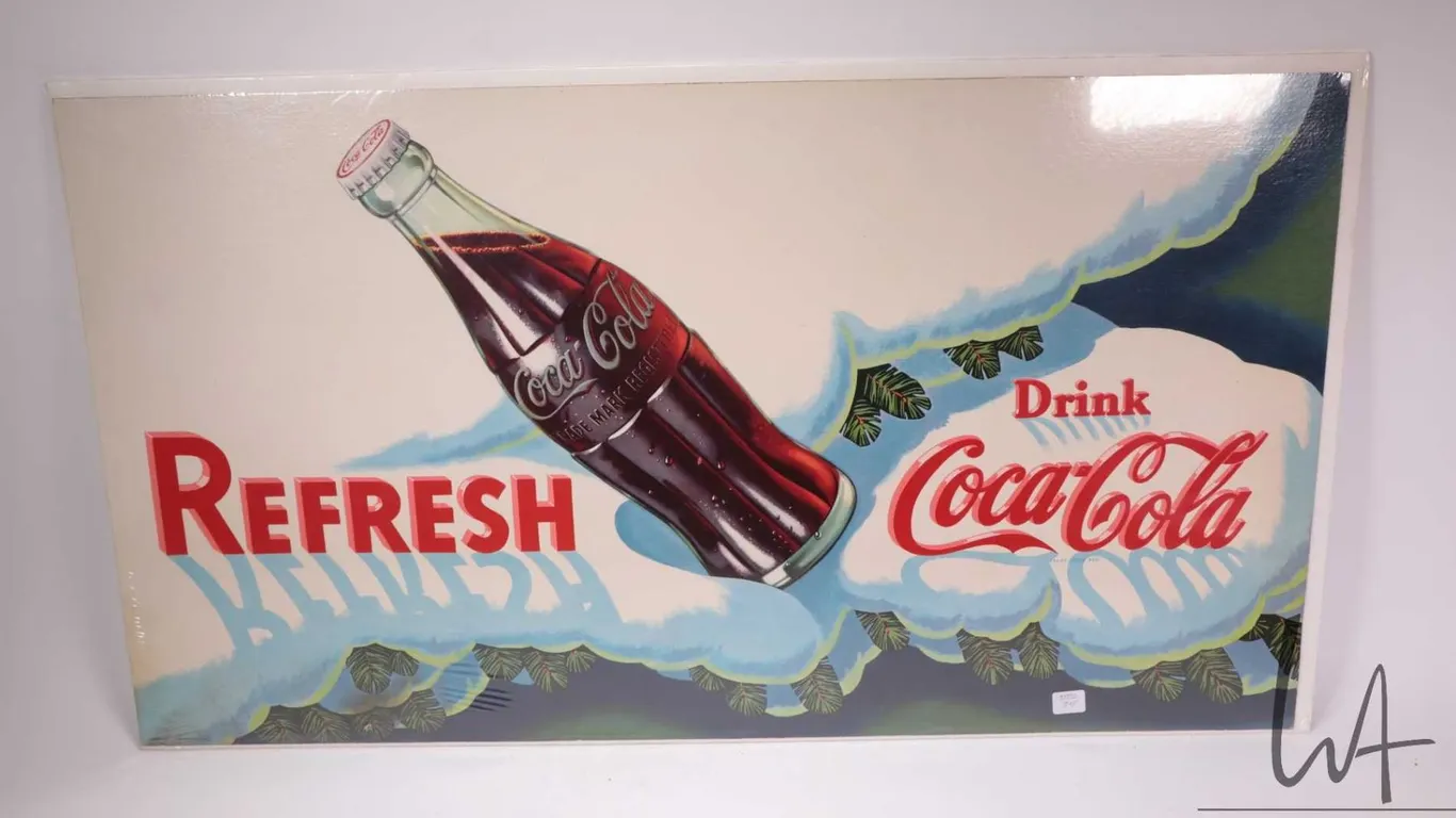 Vintage cardboard Coca-Cola sign, 20" X 36"