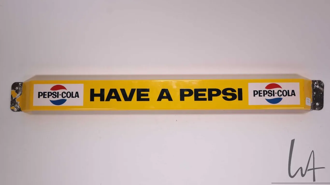 Vintage metal and porcelain " Have A Pepsi" door push 31 1/2" L X 3" W
