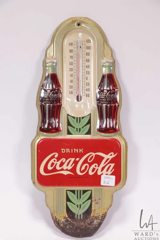 Vintage metal and porcelain Coca-Cola thermometer ( fahrenheit) 15 1/2" H X 7" W