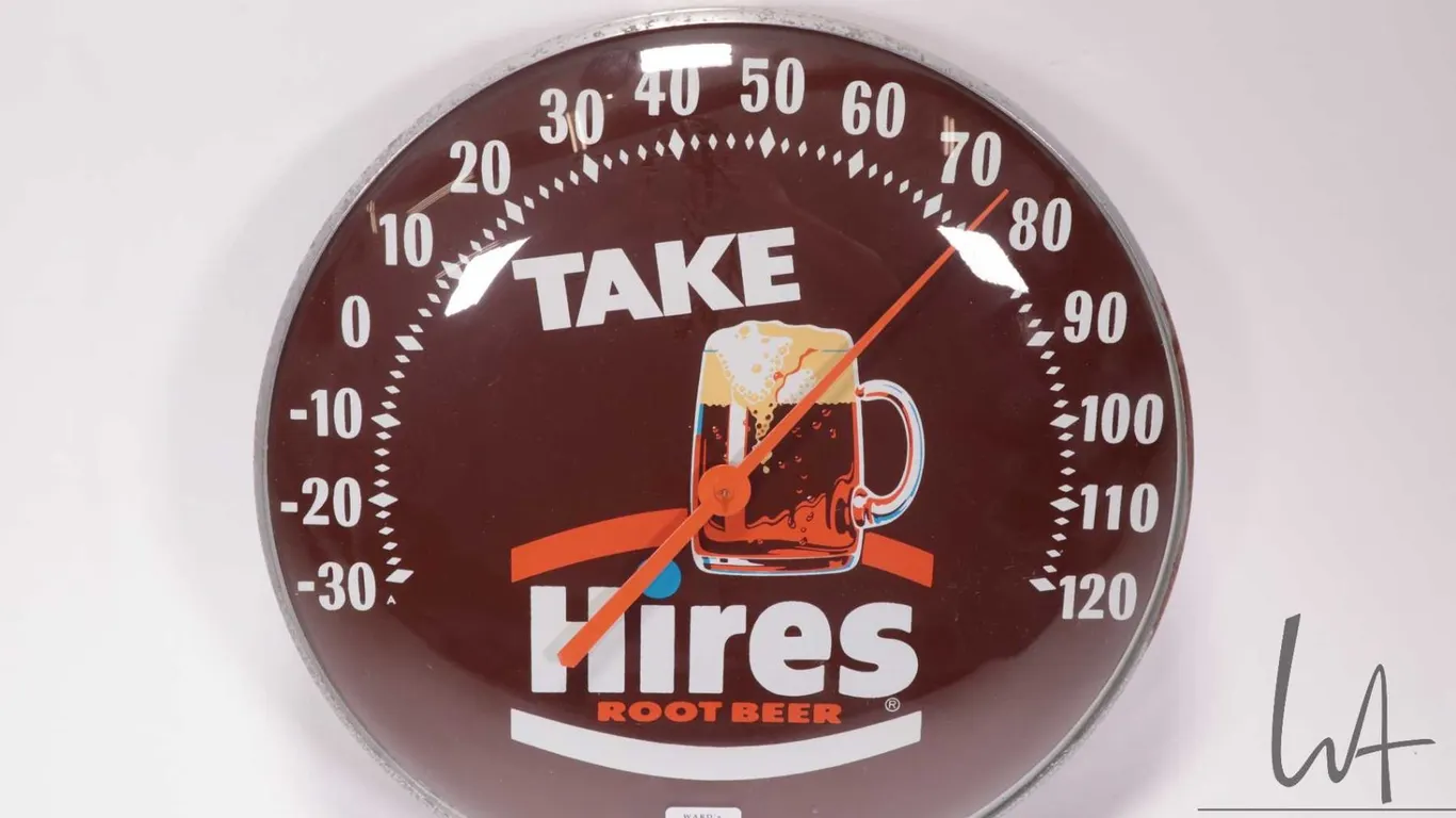 Vintage HIres Root Beer 12" diameter temperature gauge