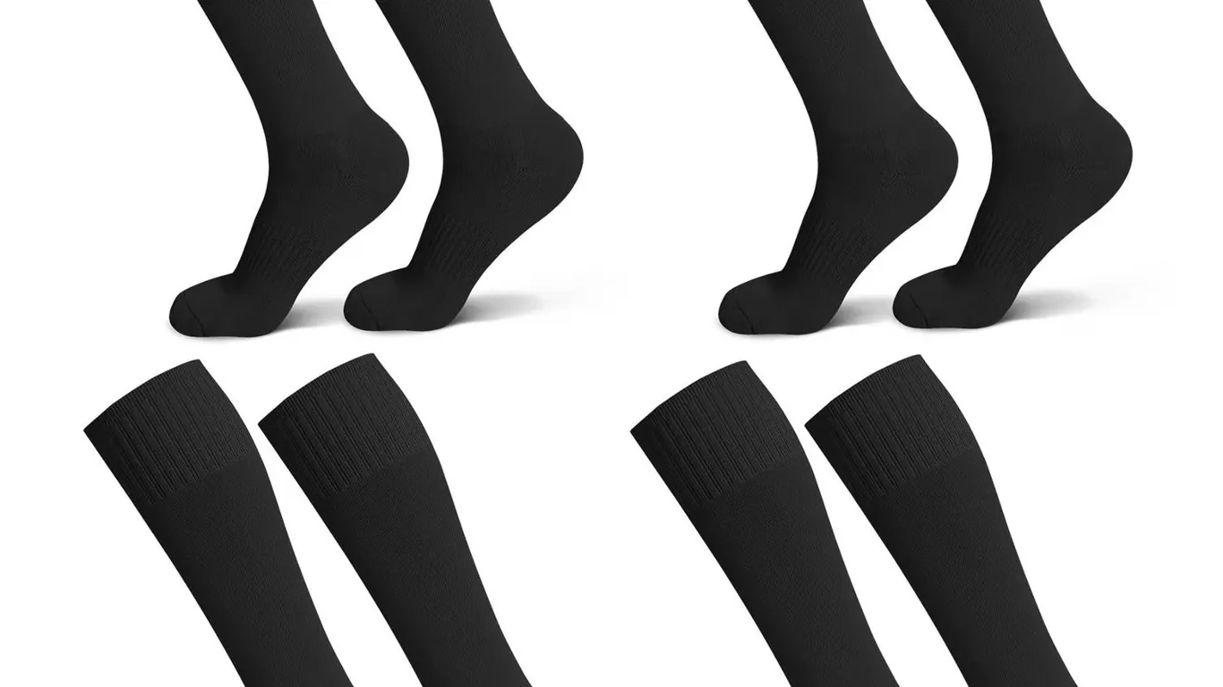 Coziwill Kids Soccer Socks, 6 Pairs, Black