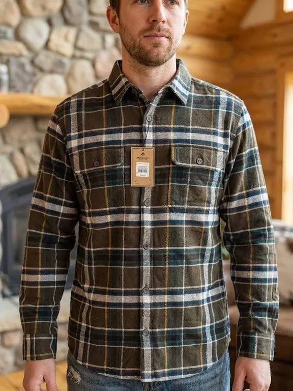 Wind River Heritage Dark Brown Plaid Shirt XL