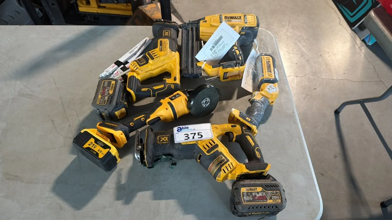 ASSORTED DEWALT POWER TOOLS WITH ASSORTED DEWALT BATTERIES