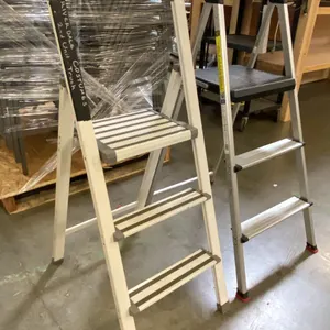 2 SMALL ALUMINIUM FRAMED FOLDING STEP LADDERS -
