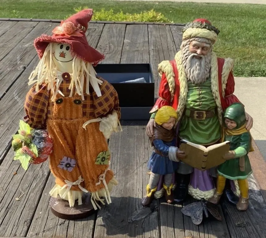 Ceramic Santa and Scarecrows