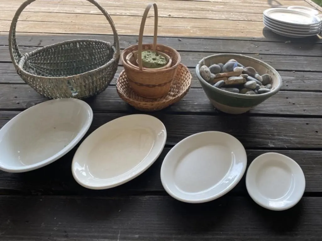 Baskets, Platters, Decorative Rocks