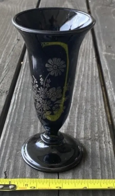 Black Milk Glass Vase