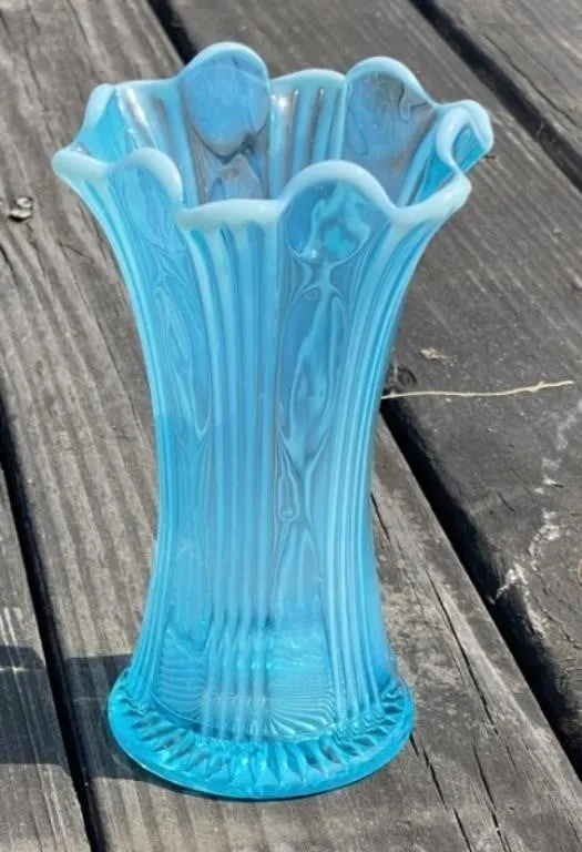 Blue Opalescent Vase