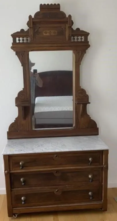 Victorian Marble Top Lowboy Dresser