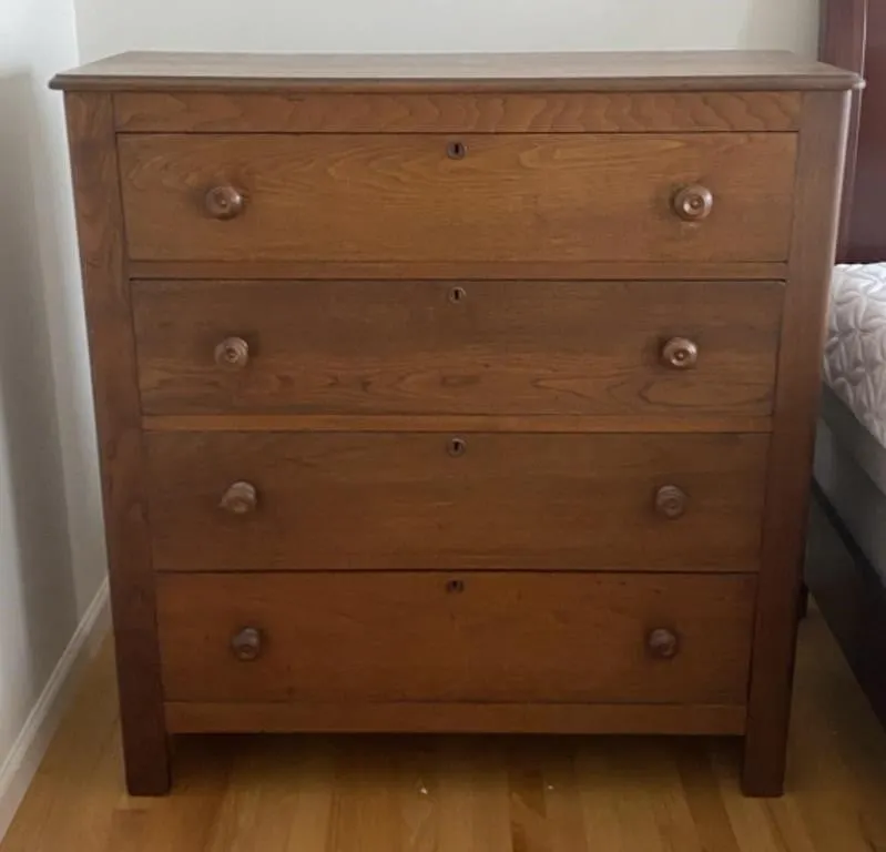 4 Drawer Walnut Highboy Dresser