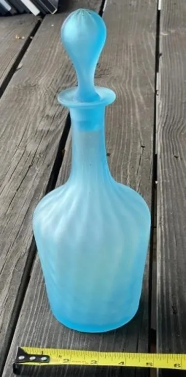Blue Satin Glass Vanity Bottle