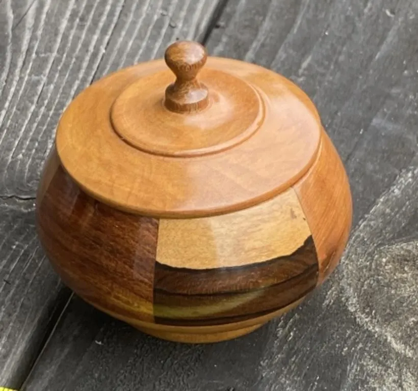 Wood Seed Pot with Lid