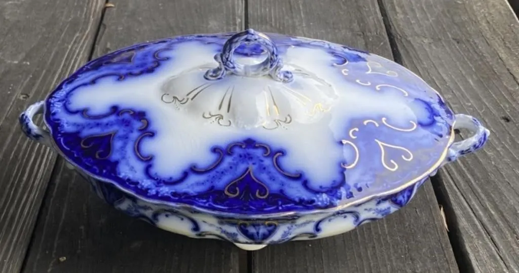 Flow Blue Tureen with Lid