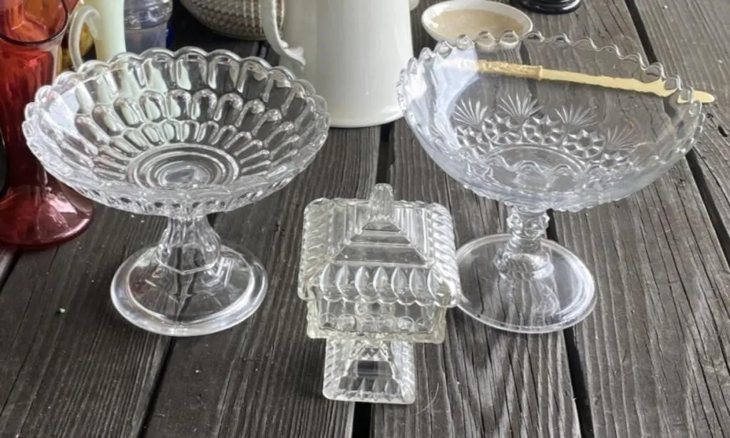 Pattern Glass with Square Lidded Compote