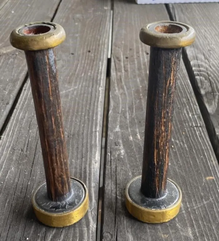 Wood Spool Candle Holders