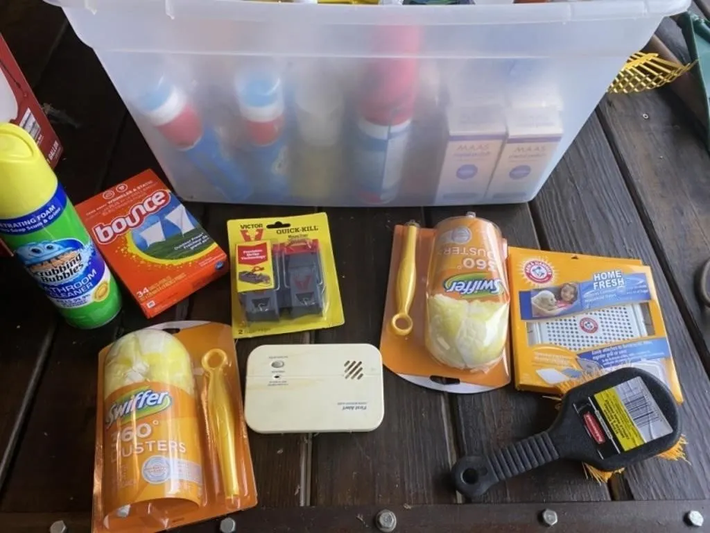 Tote Full of Housewares & Cleaners