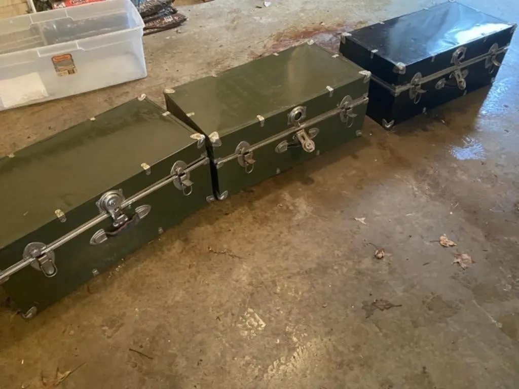 3 - Footlocker Storage Trunks & Contents