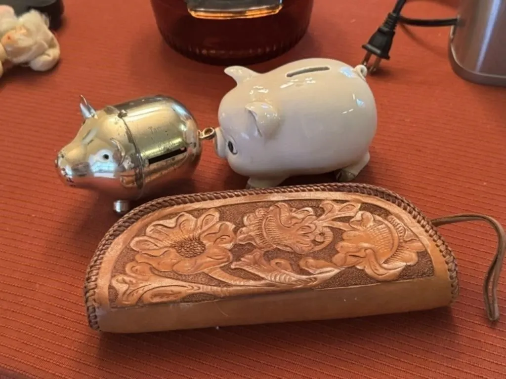 Leather Purse and Pig Banks