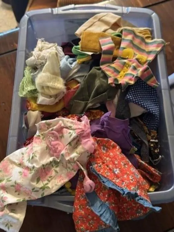Tote Full of Vintage Barbie Doll Clothes