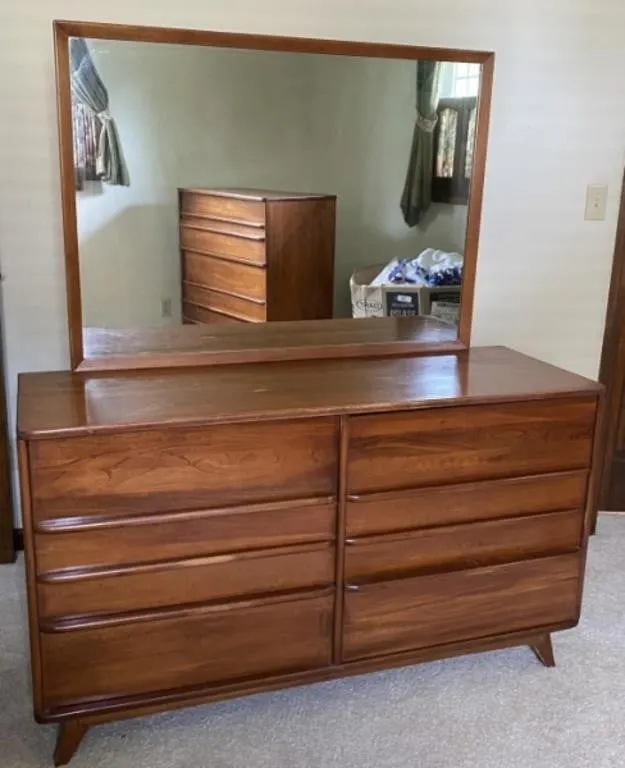 Cherry Lowboy Dresser with Mirror
