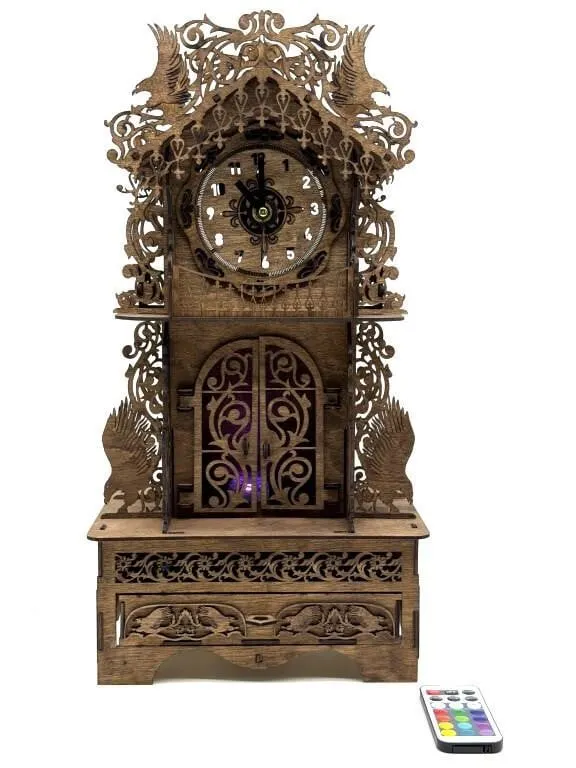 Hand-Made Wood Clock with Remote Control Light