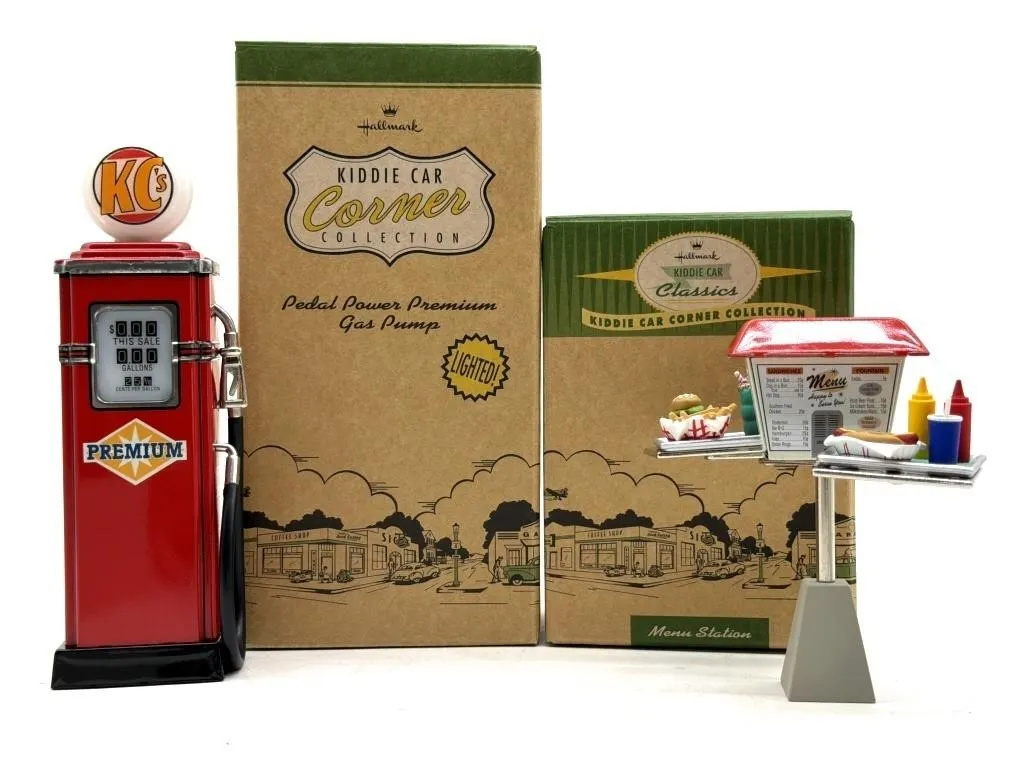 Hallmark Kiddie Car Corner Gas Pump and Menu