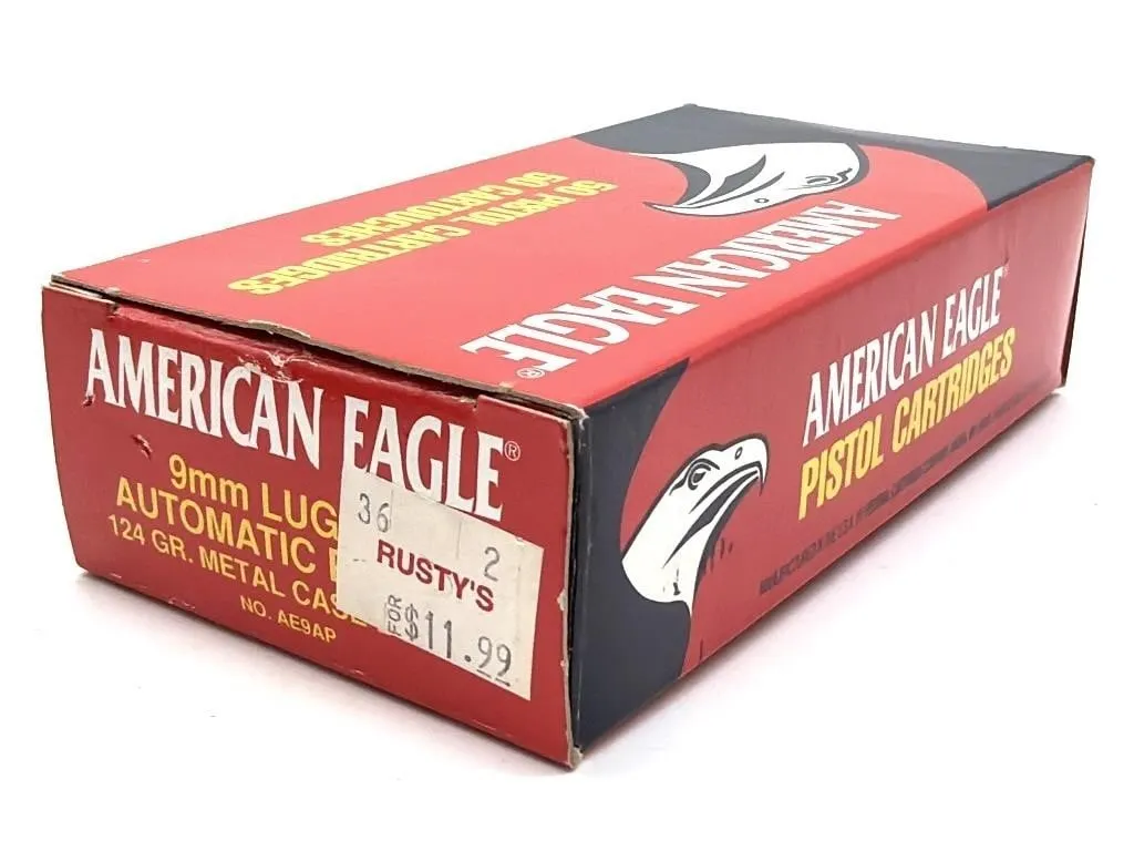 (50) Rounds American Eagle 9mm Luger 124 Grain