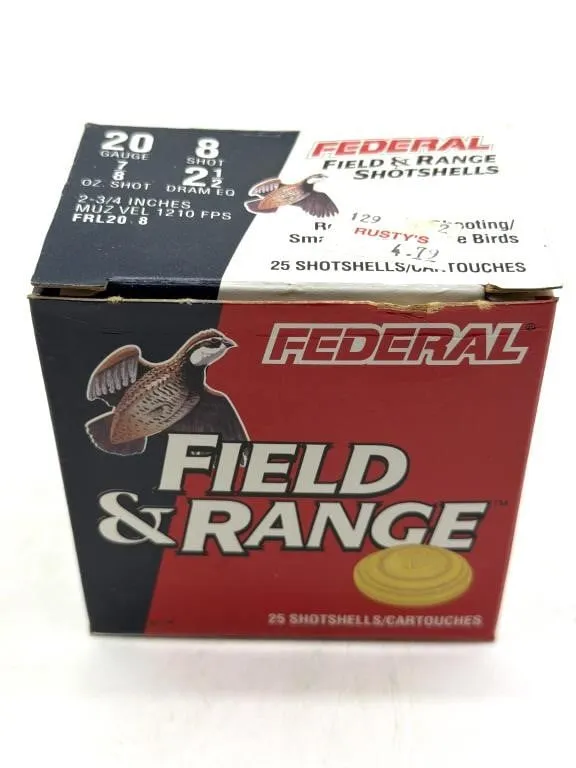 (25) Shotshells 20GA 2 3/4” 7/8oz 8-Shot Federal