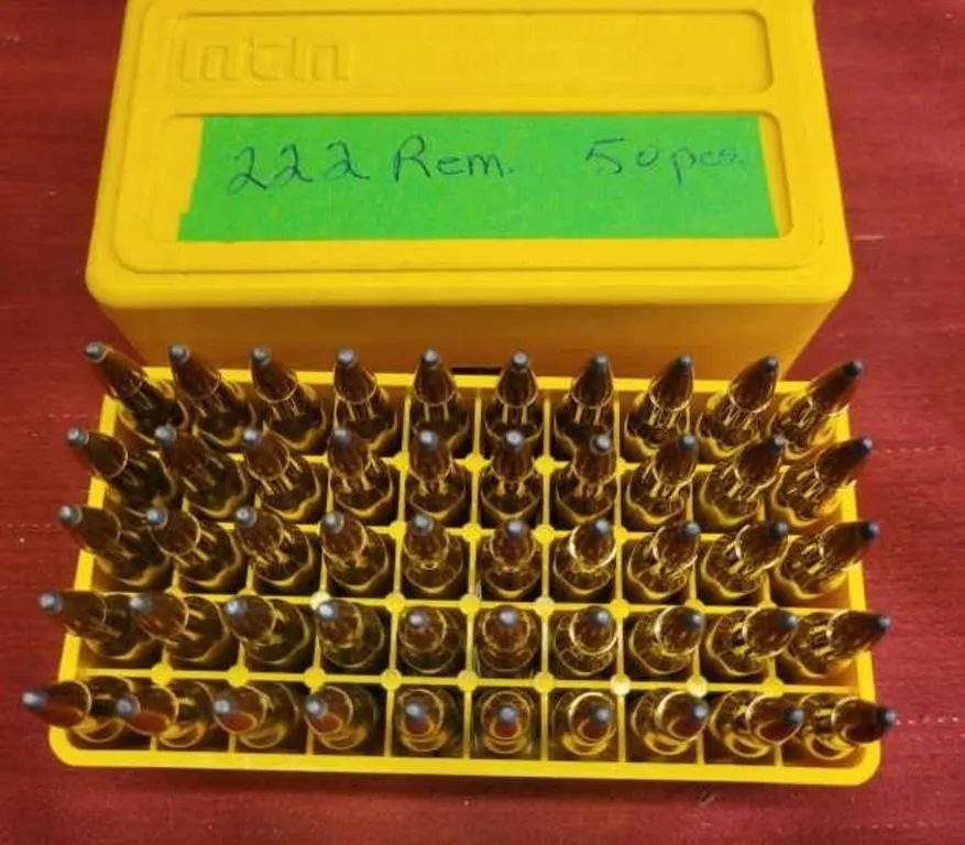 50 pcs Remington .222 cal. Live Rounds