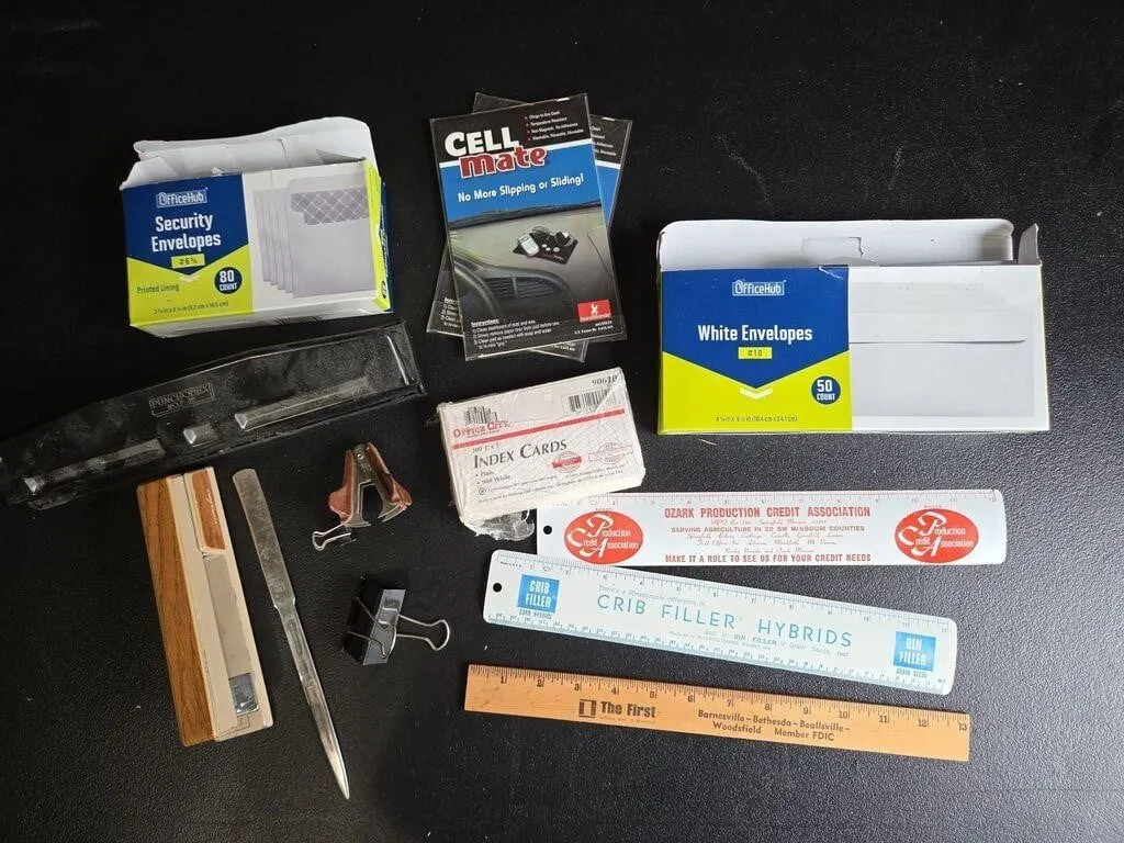 Misc Office Supplies; Hole punch, Rulers, Stapler,