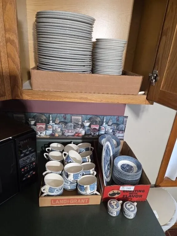 Currier and Ives China Set (3 boxes, Cups, Bowl, P