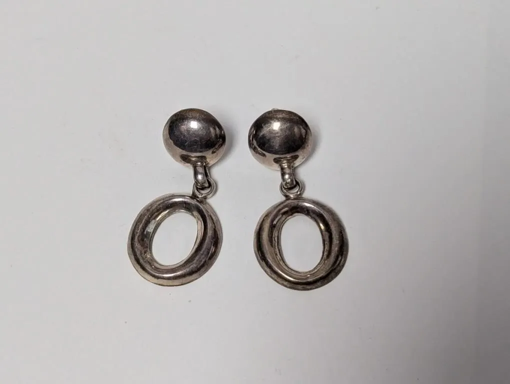 .925 Sterl Oval Drop Clip On Earrings